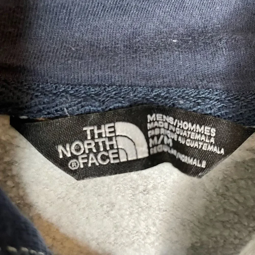 The North Face Mens‎ Medium M Gray Navy Full Zip Hoodie Pockets Navy Blue Hood